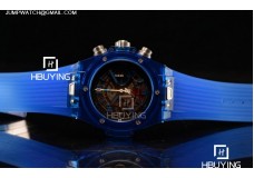 Big Bang Unico Blue Sapphire SS Blue Rubber Strap Skeleton Dial Swiss Valjoux 7750 Auto