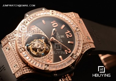 Big Bang Tourbillon Rose Gold Diamond Bezel With Black Dial Rub