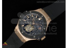 Big Bang 44mm Skeleton Tourbillon RG on Black Rubber Strap