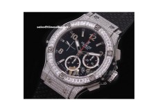 HB5489 - BIG BANG DIAMOND CASING BLACK DIAL DIAMOND BEZEL - ASIAN 7750