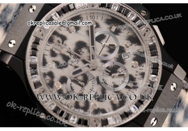 Hublot Big Bang Snow Leopard Chrono Miyota OS20 Quartz PVD Case with Leopard-print Dial and Leopard-print Leather Strap