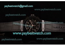 Hublot Big Bang Carbon 1:1 Original Chrono 301.QX.1740.GR Black Dial Stick Markers Black Leather Strap Carbon Fibre Watch