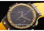 Hublot Big Bang Chronograph Swiss Quartz Movement PVD Case with Yellow Diamond Bezel and Yellow Rubber Strap-Lady Model