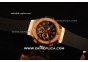 Hublot Big Bang Chronograph Swiss Quartz Rose Gold Case with Black Dial and Black Rubber Strap - Diamond Bezel