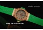 Hublot Big Bang Lady Swiss Quartz Movement Rose Gold/Diamond Case with Grey Dial and Green Rubber Strap