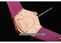 Hublot Lady Big Bang Swiss Quartz Movement Rose Gold Case/Bezel with White Dial and Rose Gold Markers-Purple Rubber Strap