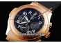 Hublot MDM Chronograph Miyota Quartz Movement Rose Gold Case with Black Dial-White Numeral Markers and Black Rubber Strap-Lady Size