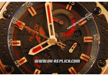 Hublot King Power F1 Swiss Valjoux 7750 Automatic Rose Gold Case  with Black Dial and Black Rubber Strap