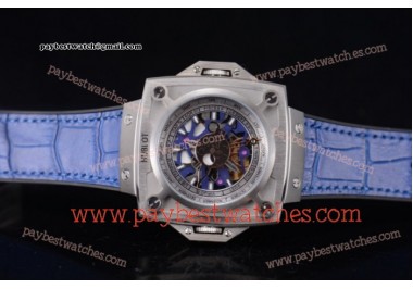 Hublot Masterpiece MP 08 Antikythera Sunmoon 908.NX.1016.GR Skeleton Dial Blue Leather Steel Watch