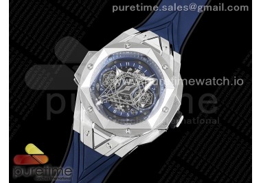 Big Bang Sang Bleu II Chrono SS HRF Best Edition Blue Dial on Blue Gummy Strap A7750