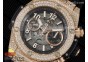 Hublot Big Bang Unico RG Full Diamonds ZF 1:1 Best Edition Skeleton Dial on Black Rubber Strap A1280
